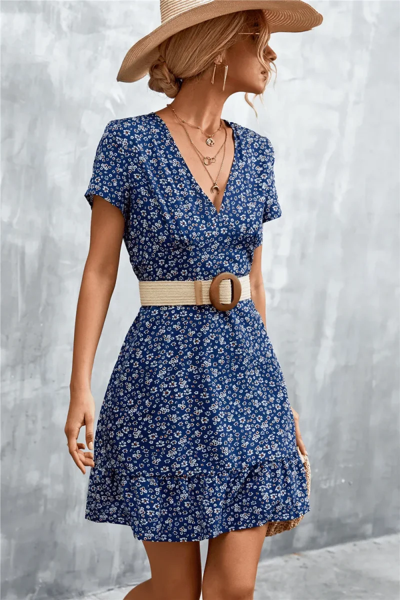 Abito Blu Corto Boho Chic - immagine 3