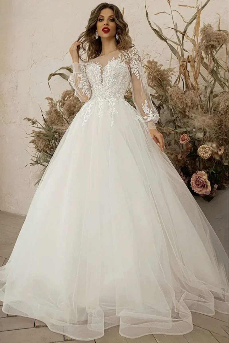 Abito da Sposa Principessa a Maniche Lunghe - immagine 4