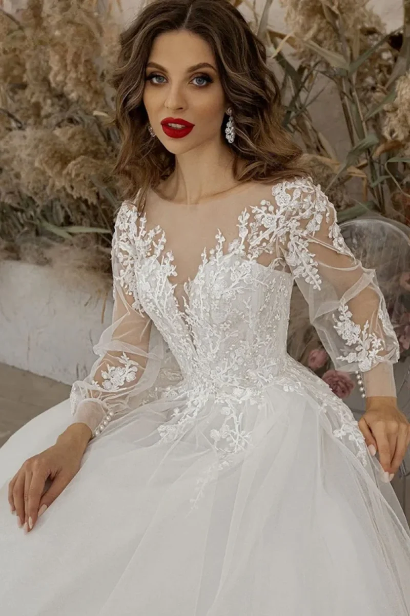 Abito da Sposa Principessa a Maniche Lunghe - immagine 6