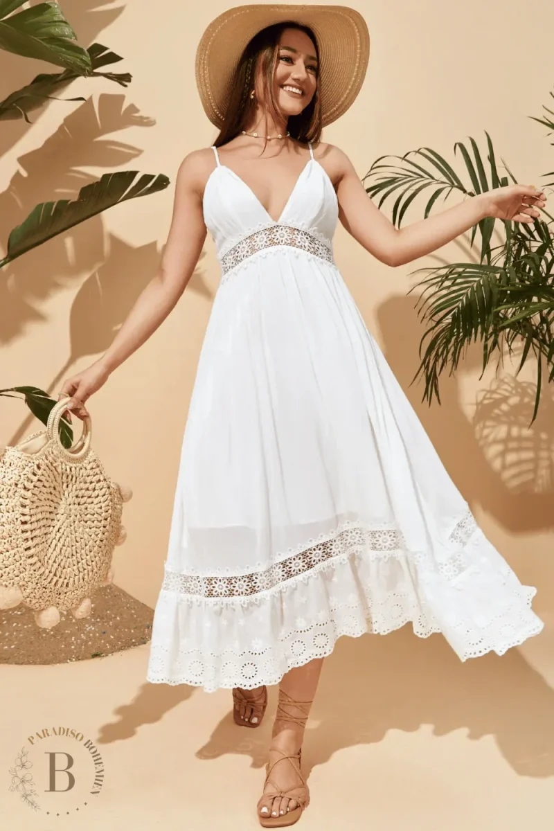 Abito Lungo con Pizzo Bianco - immagine 4