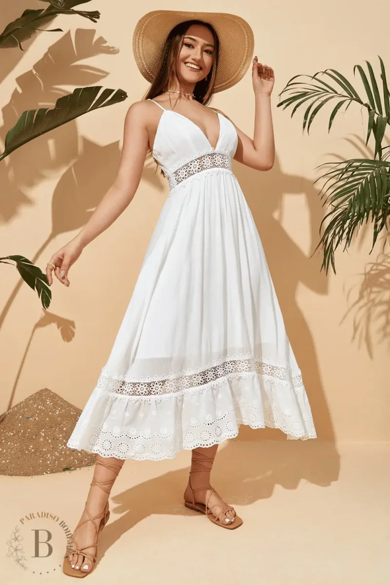 Abito Lungo con Pizzo Bianco - immagine 3