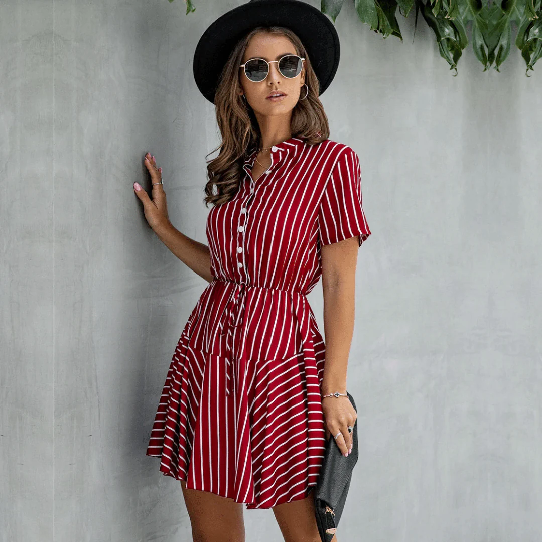 Abito Corto Bohémien Rosso Elegante - immagine 3