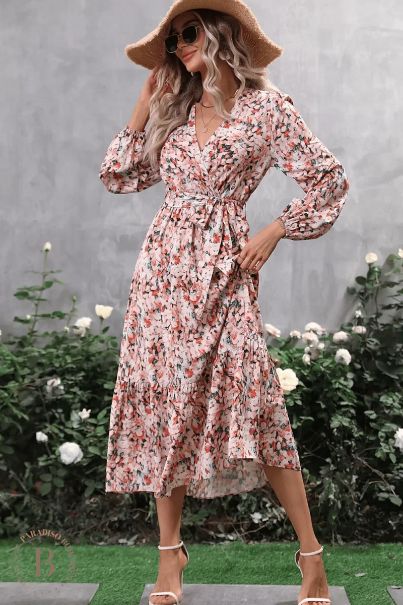 Abito Stile Bohémien Chic a Maniche Lunghe