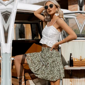 Gonna Verde Corta Boho Chic