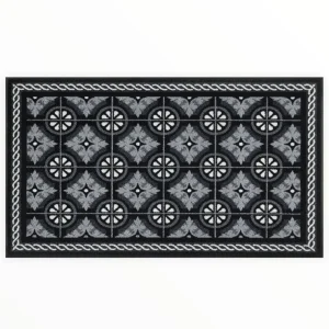 Tappeto antiscivolo Kitchen Tiles Black Wash+Dry con bordo