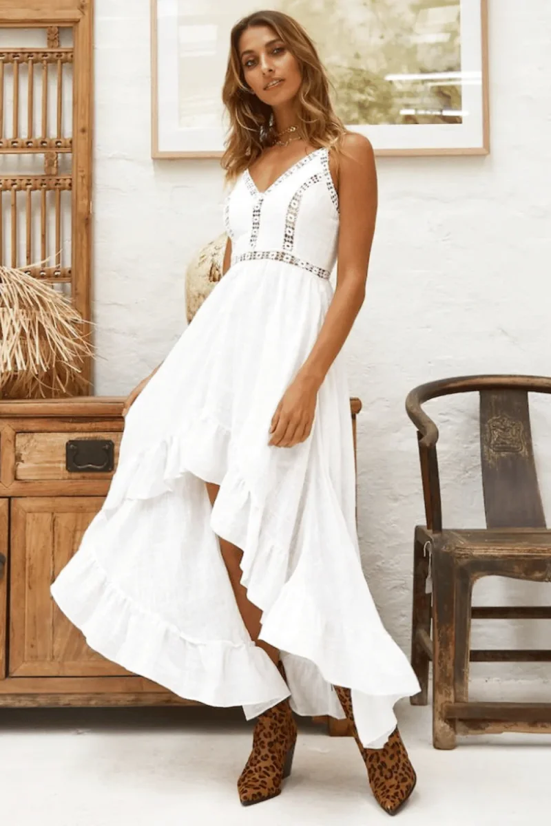 Vestito Bianco Corto Davanti e Lungo Dietro - immagine 4