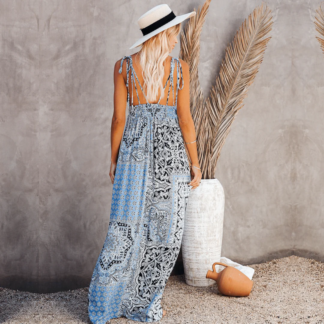 Vestito Boho Chic Blu - immagine 6